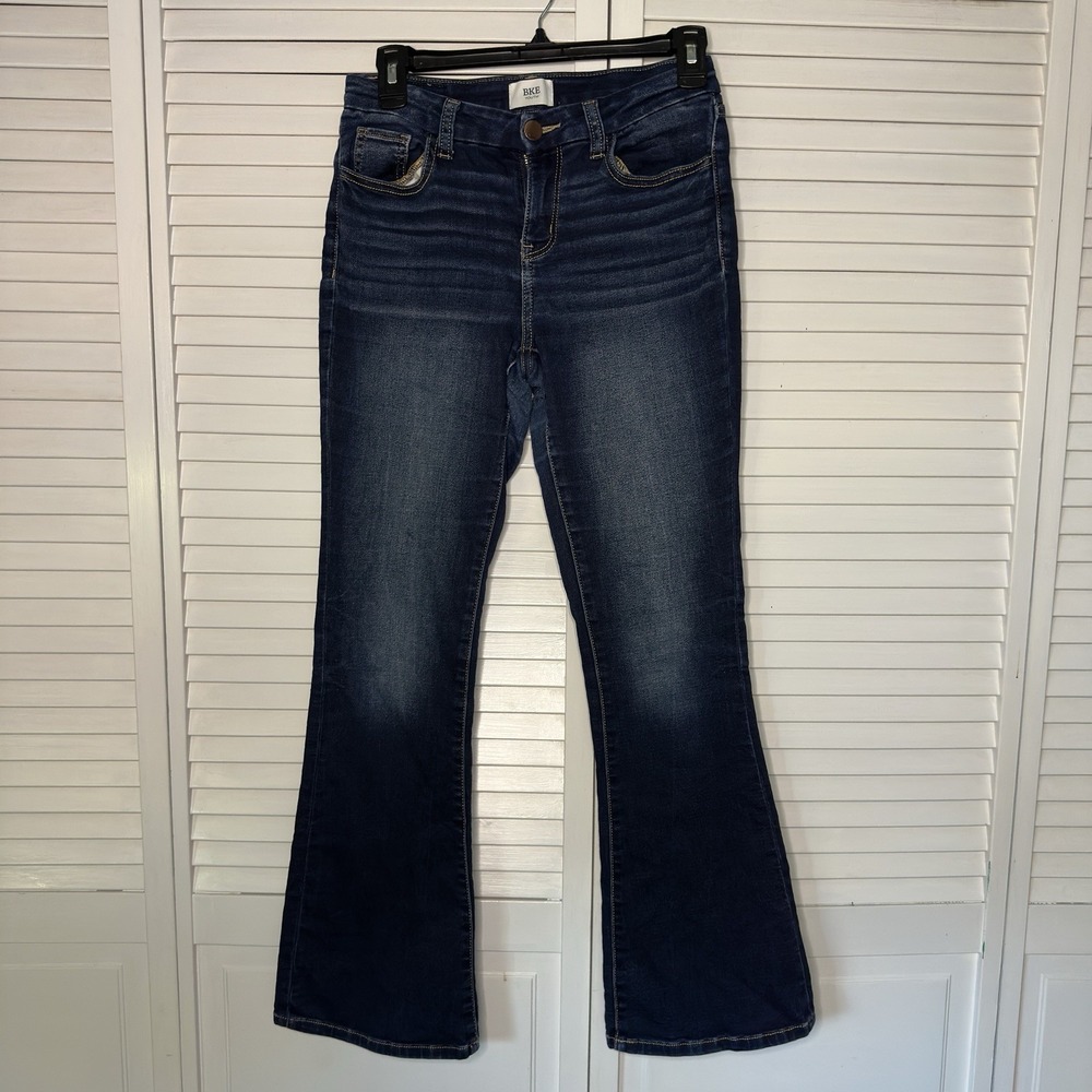 BKE Youth Girls Size 14R Bootcut Flare Jeans Dark Wash Stretch Denim Casual - Picture 2 of 6